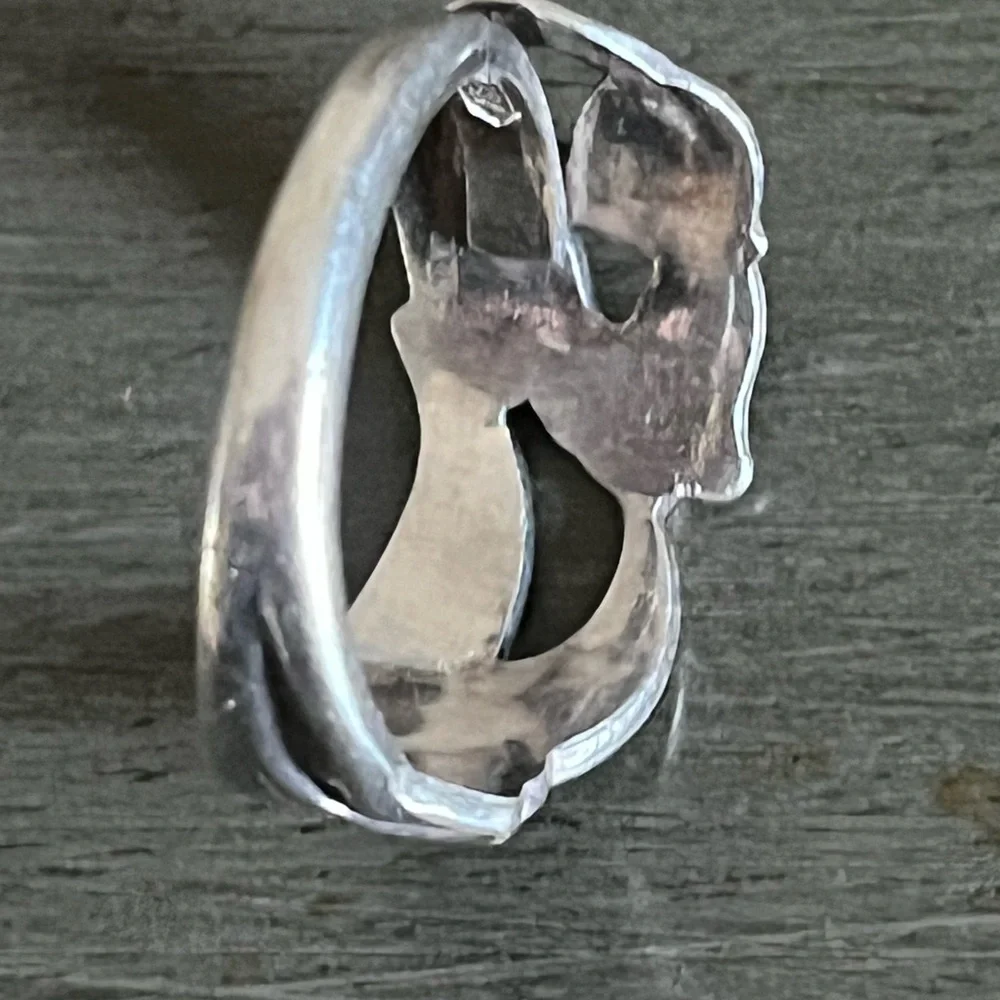 VINTAGE FINLAND FLOWER STERLING SILVER RING SIZE 9 ADJUSTABLE - Picture 4 of 6